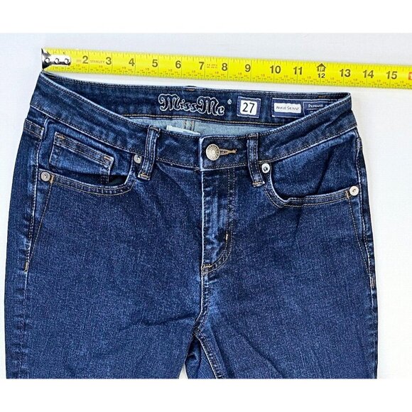 Miss Me Size 27X27 Women's Ankle Skinny Blue Denim 5 Pocket logo Tag Jeans - Picture 3 of 13